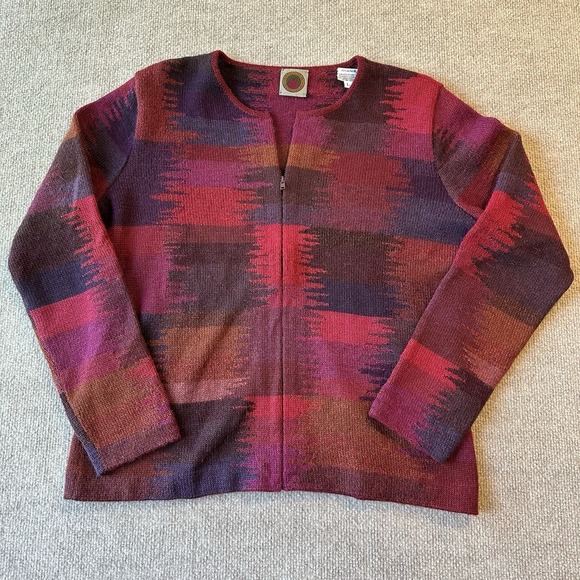 Sweaters - Millma Bolivia Colorful Full Zip 100% Alpaca Sweater Size‎ Large